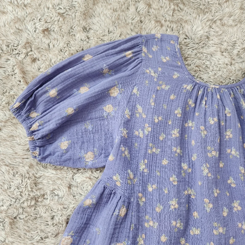 Free People Chloe Printed Top In Indigo‎ Combo Open Back Wonens Size XL
